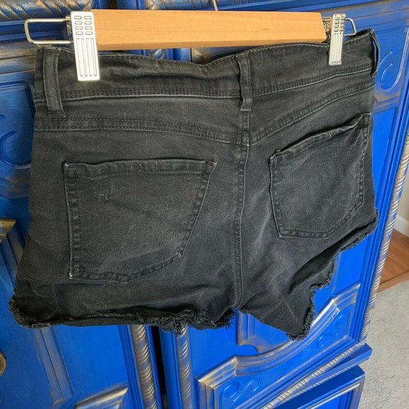💜 Rewash Denin Shorts Black Lace Fringe Size 5 - Picture 2 of 2